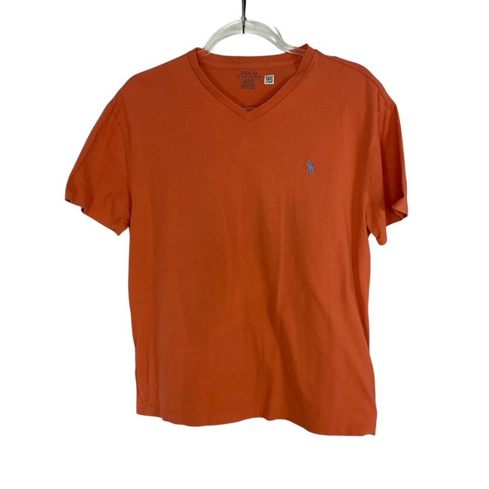 Polo by Ralph Lauren Men's Orange V-Neck Short Sleeve Tee Shirt Size M